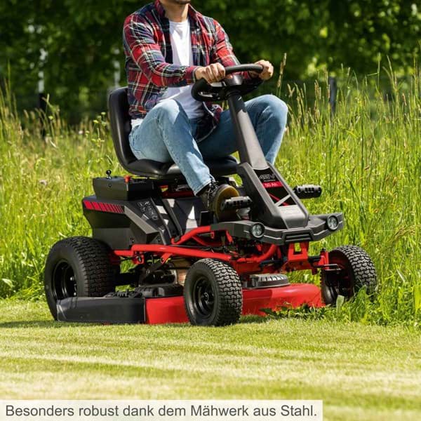 Akku-Aufsitzrasenmäher MR760-E Scheppach – 76cm Schnittbreite | 48V 50Ah | mit LED Licht & Tempomat-Neu