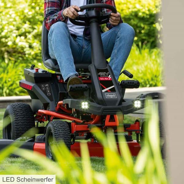 Akku-Aufsitzrasenmäher MR760-E Scheppach – 76cm Schnittbreite | 48V 50Ah | mit LED Licht & Tempomat-Neu