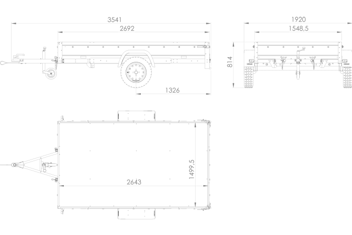Anhänger 264×150 UNITRAILER GARDEN 265 KIPP mit Gitteraufsatz, Flachplanenträgern und blauer Plane-Neu