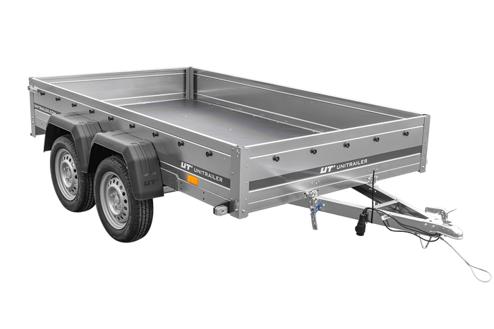 Zweiachsanhänger 264×150 UNITRAILER GARDEN 265/2 KIPP mit H-800 Rahmen und grauer Plane-Neu